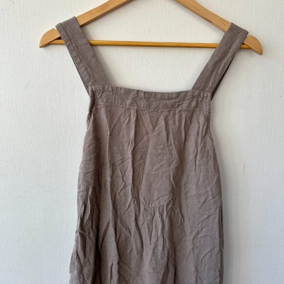 Prologue Mini Dress Womens Medium Gray Lagenlook Linen Blend Tank Straps Boxy - Picture 3 of 6